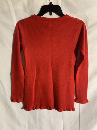 Girl’s Circo Crew Neck Sweater, Red, Size L Large, Christmas, Ruffled Trim - Picture 2 of 5