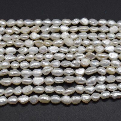 Süßwasser Barock Perle Kiesel Perlen - weiß - 4 Größen -14'', für Schmuck Maki