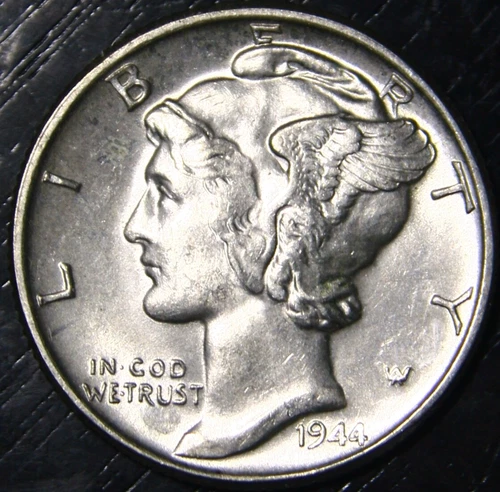 1944 Mercury Dime Brilliant Uncirculated Coin 90% Silver