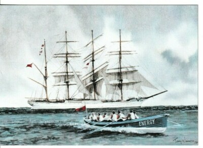 GROSSES SEGELSCHIFF - 'SEDOV' IN FALMOUTH BAY KUNST FARBE POSTKARTE