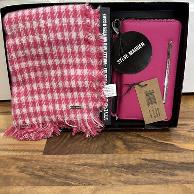 Steve Madden Wallet Winter Scarf Set Pink Womens Piece Gift Set