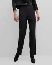 $1295 Bach Mai Women's Black Silk Mid-Rise Crepe Trouser Pants Size 4