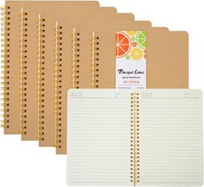 6Pack A5 NOTE PAD SPIRAL KAFT PAPER COVER BANDED TWINWIRE NOTEBOOK SHEET LINED
