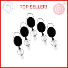 5 Pack Heavy Duty Retractable Badge Reel Id Card Holder with Clip and Key Ring C