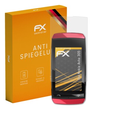 atFoliX 3x Displayfolie für Nokia Asha 305 Schutzfolie matt&stoßfest Folie