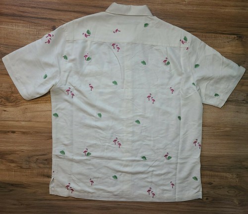 CARIBBEAN ROUNDTREE & YORKE MEN'S SZ L FLAMINGO LEAF SHIRT IVORY NWT $89 - Picture 5 of 5