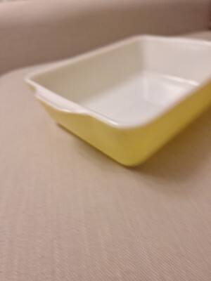 Vintage PYREX Yellow 503 Primary Refrigerator Dish Rectangle White Glass 