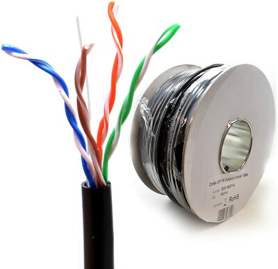 Cat5e massives PE Außenkabel schwarz 100% Kupfer 100m Rolle