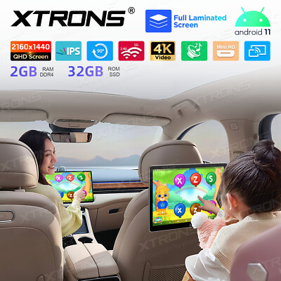 1X Android 11 Car Headrest Video Player Rear Seat TV Monitors 12'' 90° Rotating