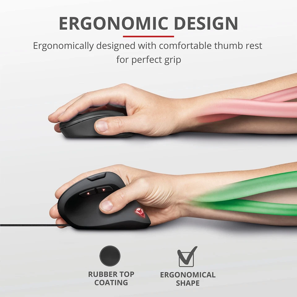 GXT 144 Rexx Vertikale Gaming Maus 10.000 DPI 6-programmierbare Tasten RGB LE... - Bild 4 von 4