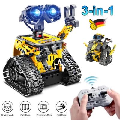 MARKENLOS Technik Ferngesteuert Roboter für Kinder 520Stk 3in1 RC Bauspielzeug Dinosaurier