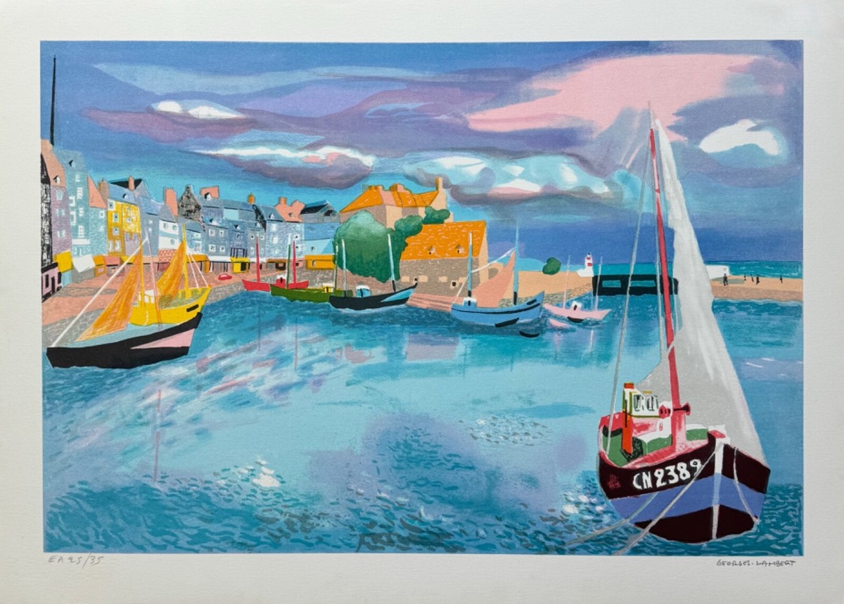 Georges Lambert HARBOR Hand Signed Limited Edition Lithograph Art