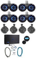 (4) Kicker 45kmtdc65 Dual 6.5"+(4) 8" Marine Wakeboard Speakers+receiver+amp+kit
