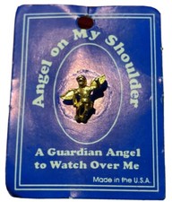 Lapel Pin Guardian Angel On My Shoulder Made In USA Carded Gold Tone New