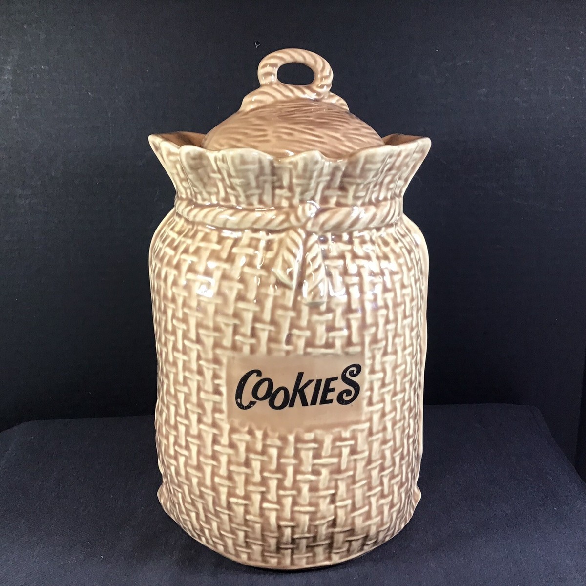 Vintage McCoy Pottery 158 Burlap Bag Cookie Jar Vintage Canister