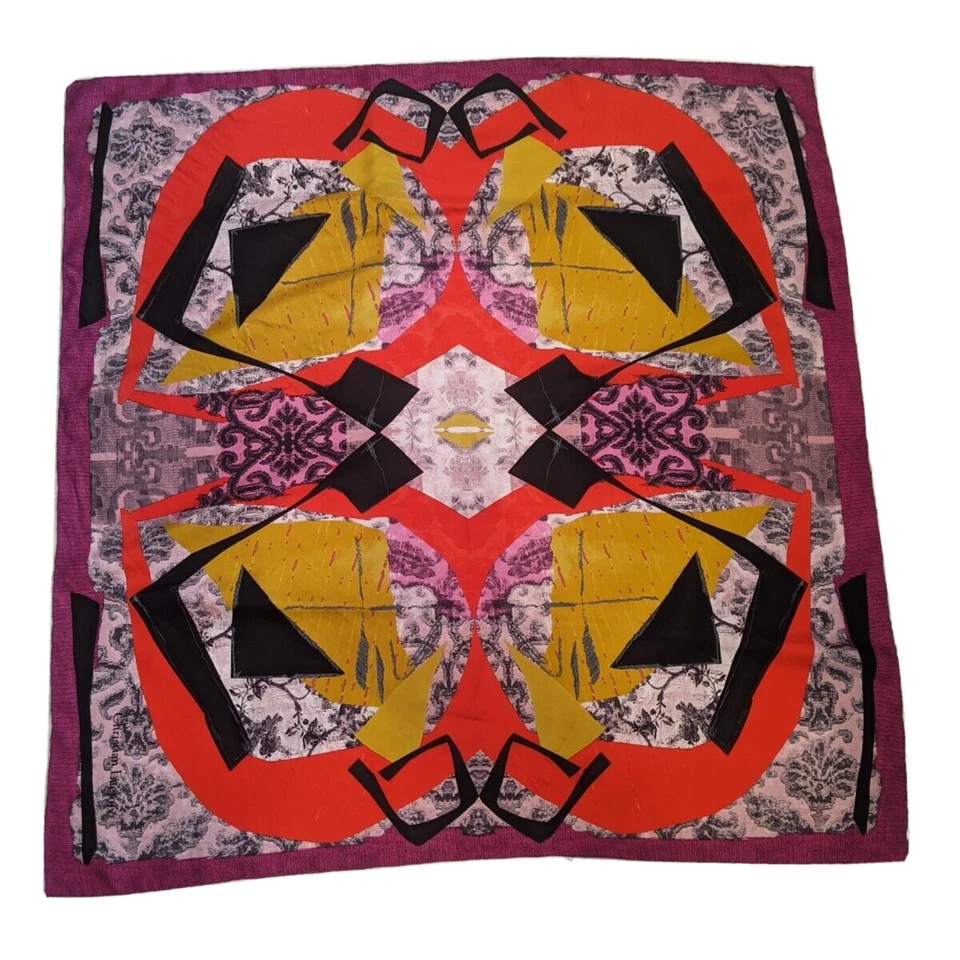 Christian LaCroix Sarga de Seda BUFANDA HIYAB Talla Grande 34" Dobladillo Enrollado a Mano Rosa Caliente Foto 2 de 4