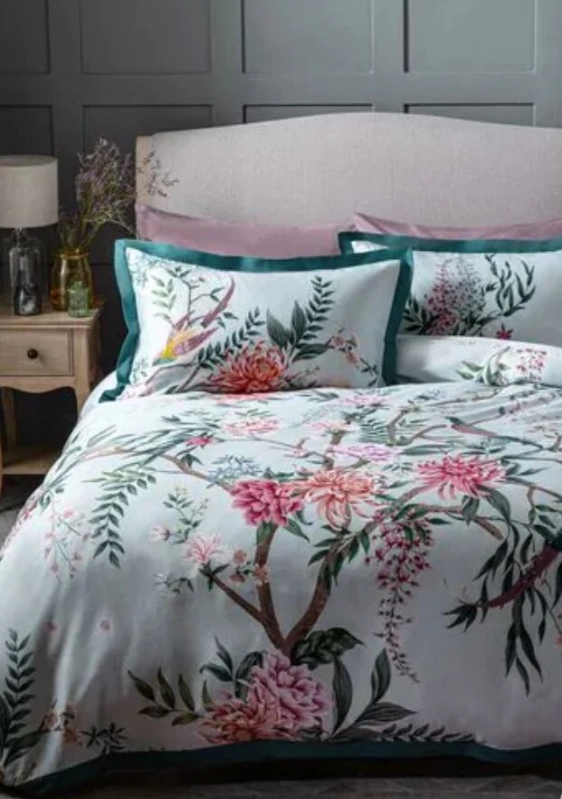 Oriental Floral Set Pure Cotton Set 3 Piece Duvet Set - Image 3 of 4