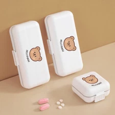 Plastic Pill Box Stationery Double Layer Medicine Box Little Bear Medicine Box 