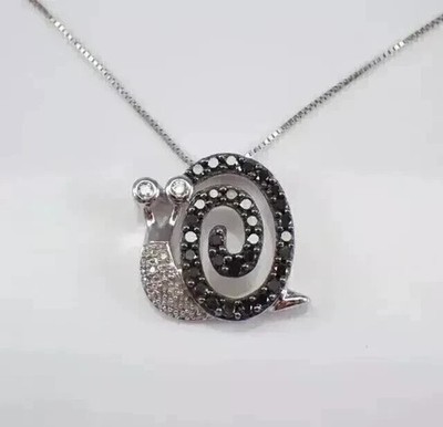 1Ct Simulated Diamond Snail Pendant Necklace 14k White Gold Over Sterling Silver