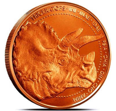 NEU** 1 oz USA Kupfer Round - TRICERATOPS - Lost World Kollektion    