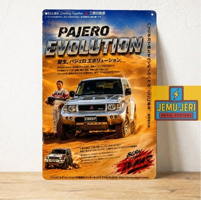 Mitsubishi Pajero Evolution Dakar Rally Metal Tin Sign 4x4 Garage Decor 20x30cm