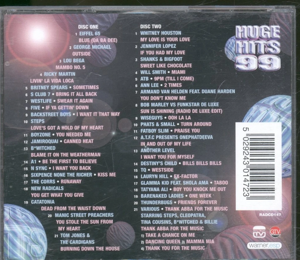 Various Artists Huge Hits 99 double CD Europe Gtv 1999 compilation RADCD147 - Bild 2 von 4