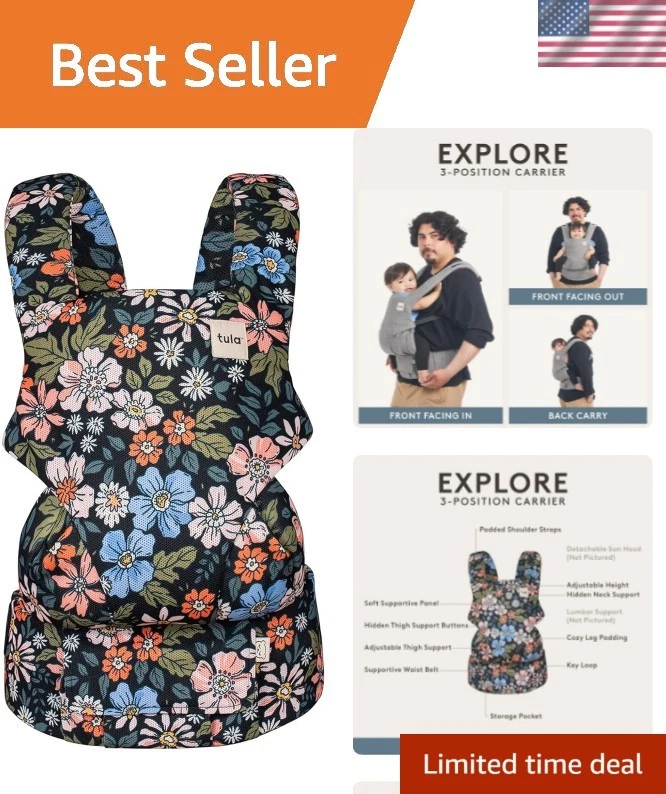 Comfort-First Ergonomic Baby Carrier - Breathable Mesh, Toddler Support 7-45 lbs