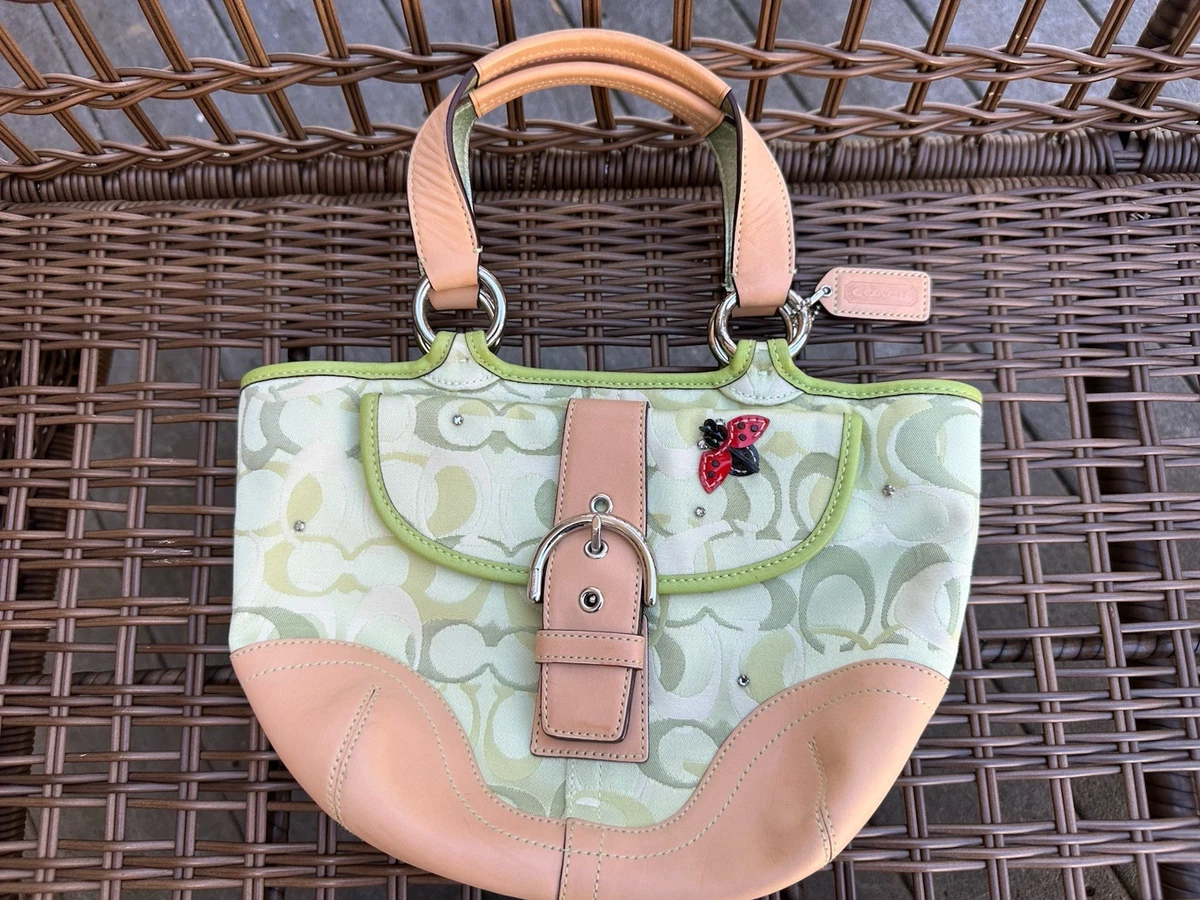 Coach 2004 Limited Edition Green Ladybug Soho Signature Optic Bag