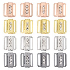16Pcs 4 Colors Bra Clasp Part Alloy Rhinestone Bikini Clips Bra Buckle Closin...