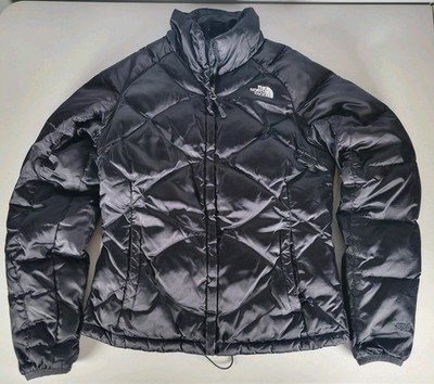 The North Face 550 Down Jacket Women s Sz S Black Diamond Puffer Broken Zipper