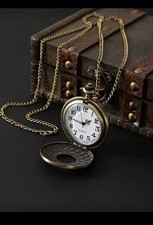 Vintage Bronze Steampunk Pocket Watch Quartz Pendant Necklace Retro Classic Gift