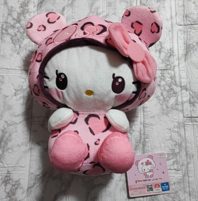 Panda Hello Kitty Ladylike Leopard Print Big Plush Toy　W25×H29cm