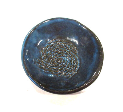 Elusive Enterprize pottery blue glazed lemon zester/garlic grater