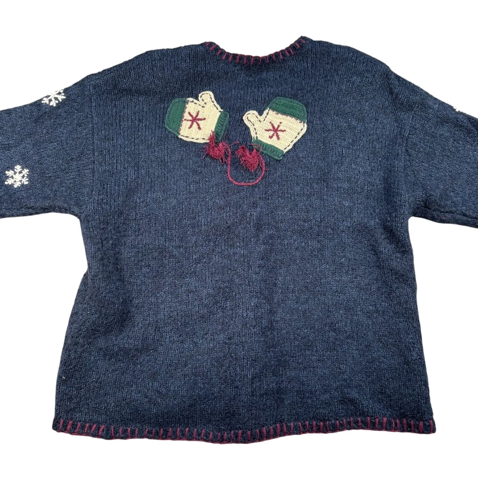 Cárdigan Suéter XL GrannyCore Navidad Tejido a Mano Artesanal y Carretilla De Colección Foto 3 de 4