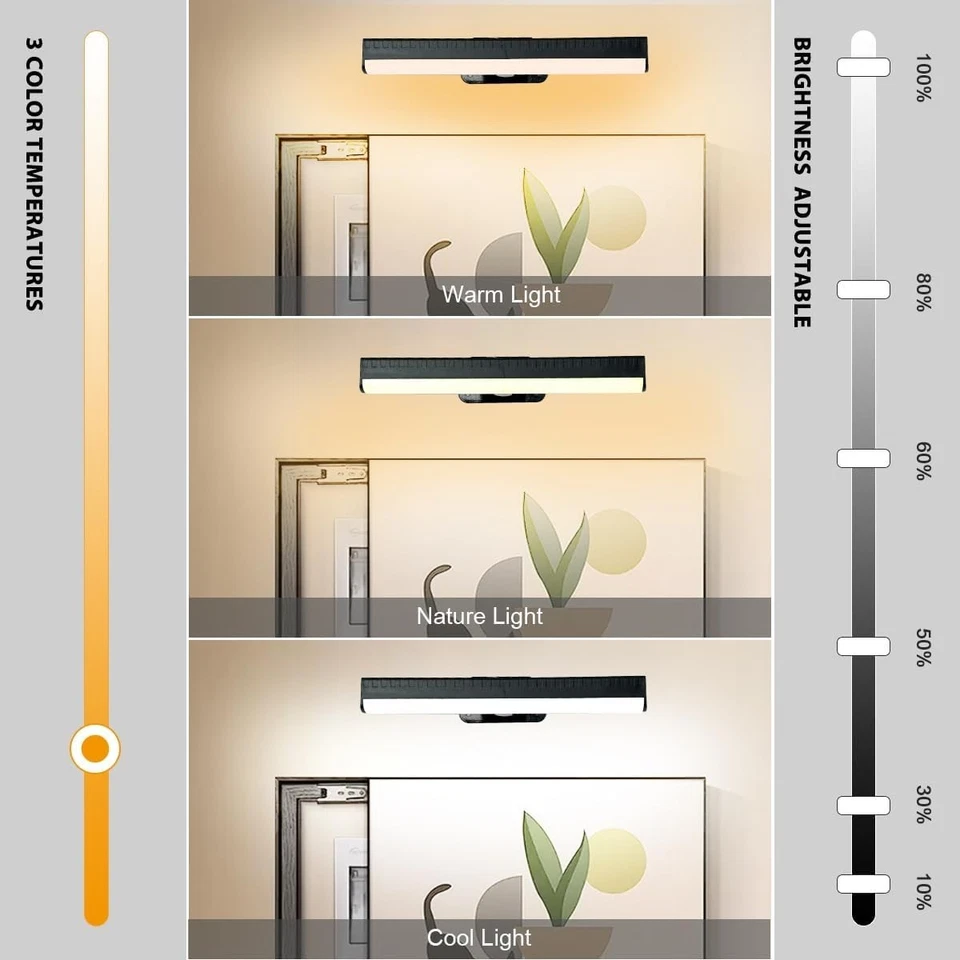 LED Battery Operated Wall Light for Paintings,Wireless Dimmable Frame Light wit - Image 3 of 4