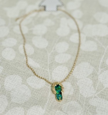 Gold Green Asymmetrical Pendant FlipFlop Necklace Chain Fashion Jewelry NWT