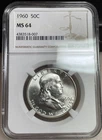 1960 Silver Franklin Half Dollar NGC MS64 Uncirculated