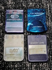 Lot of 4 PlayStation 1 PS1 Memory Cards Madcatz Joytech Naki