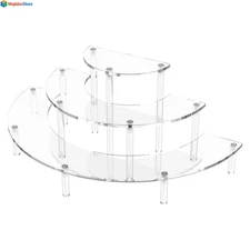 3 Tier Acrylic Display Risers Half Moon Cupcake Stand Clear Perfume Organizer 
