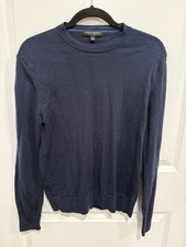 Banana Republic Men's Merino Wool Crew Neck Sweater, Navy Blue, Size: S