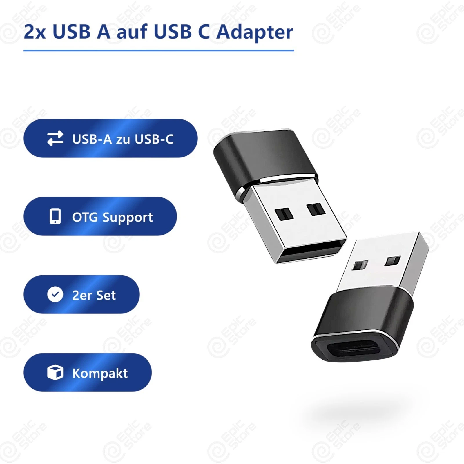 2x USB A auf USB C Adapter Stecker OTG Konverter 3.1 Buchse