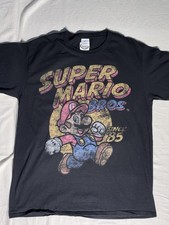 Nintendo Super Mario Bro Men's Distressed T-Shirt Since '85 Retro Graphic Large