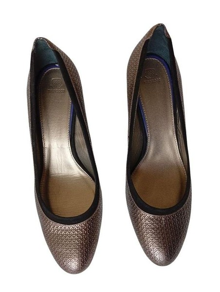Women Navyboot Heels Gold Leather 38