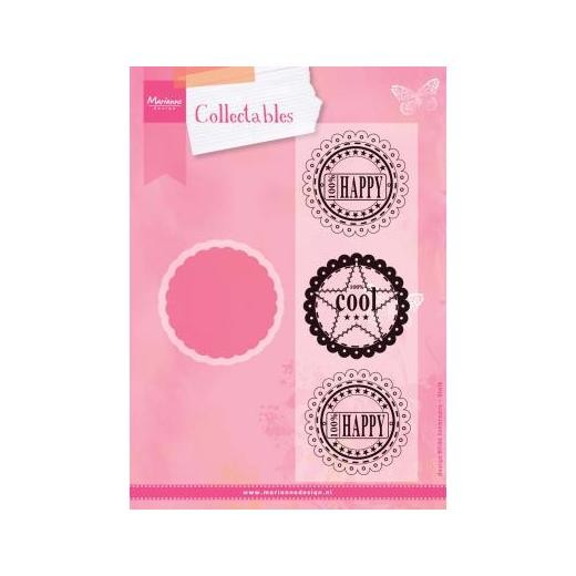 Marianne Design Cutting Dies & Clear Stamps - Scallop Circle Sentiments COL1321
