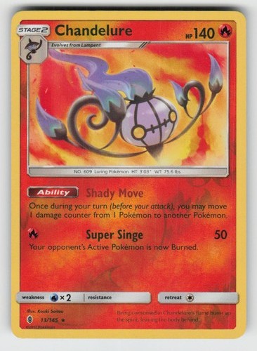 Reverse Holo Chandelure 13/145 Holo Rare Guardians Rising Near Mint