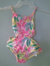 Penelope Mack Girls Swimsuit Size 5 Colorful With Flowers