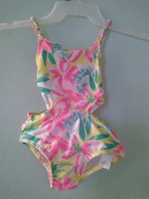 Penelope Mack Girls Swimsuit Size 5 Colorful With Flowers 