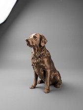 Golden Retriever Miniature Bronze Style Statue Figurine Home Decor Dog Sculpture