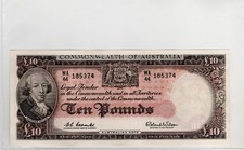 COOMBS/WILSON 1960 high grade predecimal Australia £10 Ten Pound banknote aEF/EF