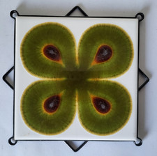 RETRO MID CENTURY H & R JOHNSON CERAMIC TILE WALL HANGING PLAQUE ABSTRACT DESIGN